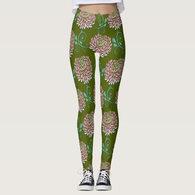 Leggings chrysanthemums swirls (Devant)