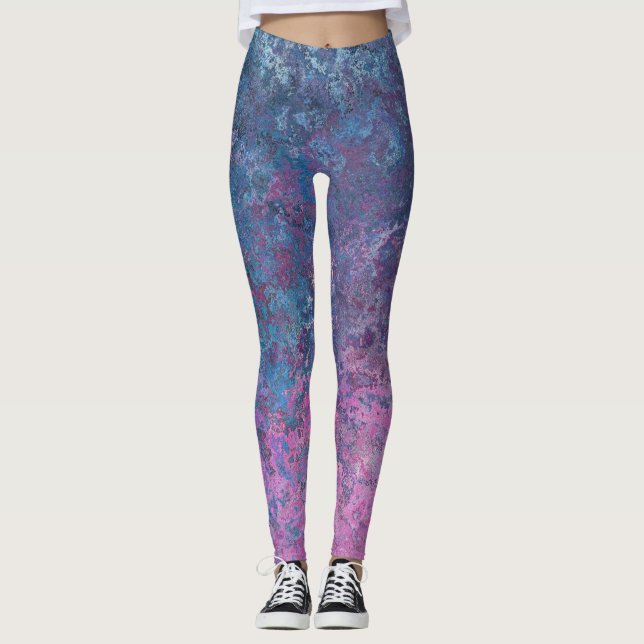 Leggings Ciel à Dusk Alcohol Ink Abstrait (Devant)