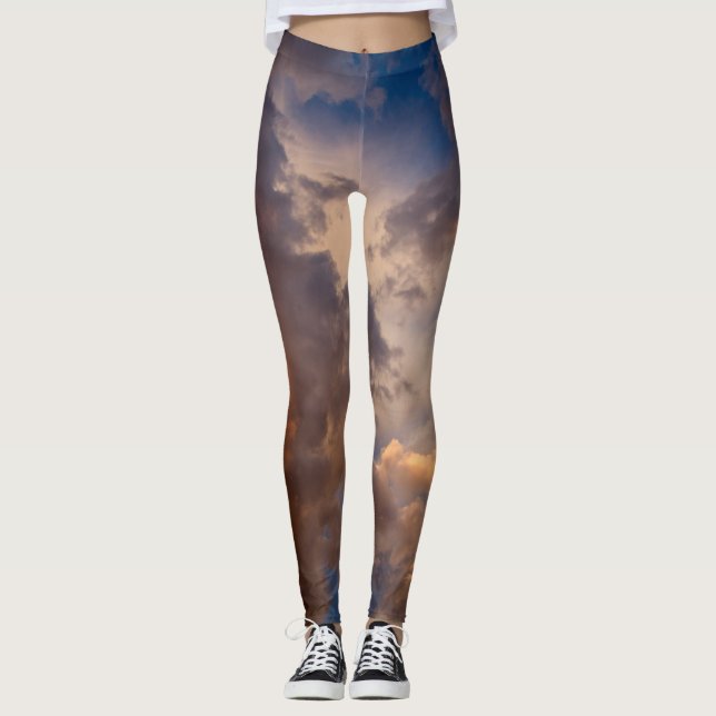Leggings CIEL BLEU IMPRIMÉ de guêtres AVEC des NUAGES (Devant)