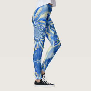 Leggings Ciel bleu vif romantique et orchidées blanches
