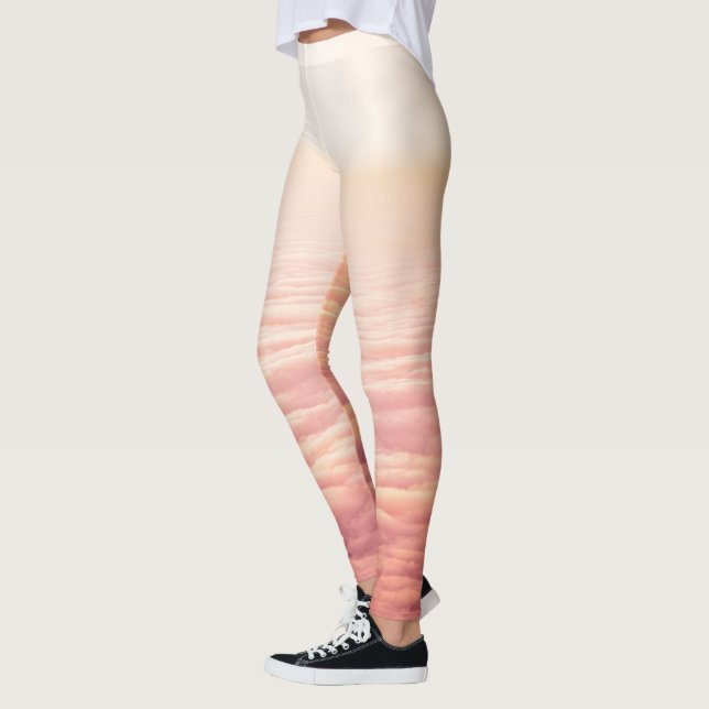 Leggings Ciel de nuages fluffés rose orange (Gauche)