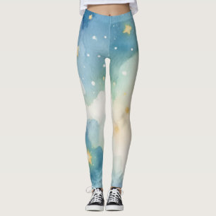 Leggings Ciel étoilé bleu aquarelle