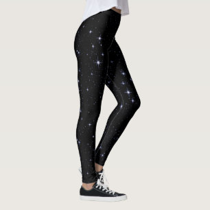 Leggings Ciel nocturne avec des étoiles, noir de minuit