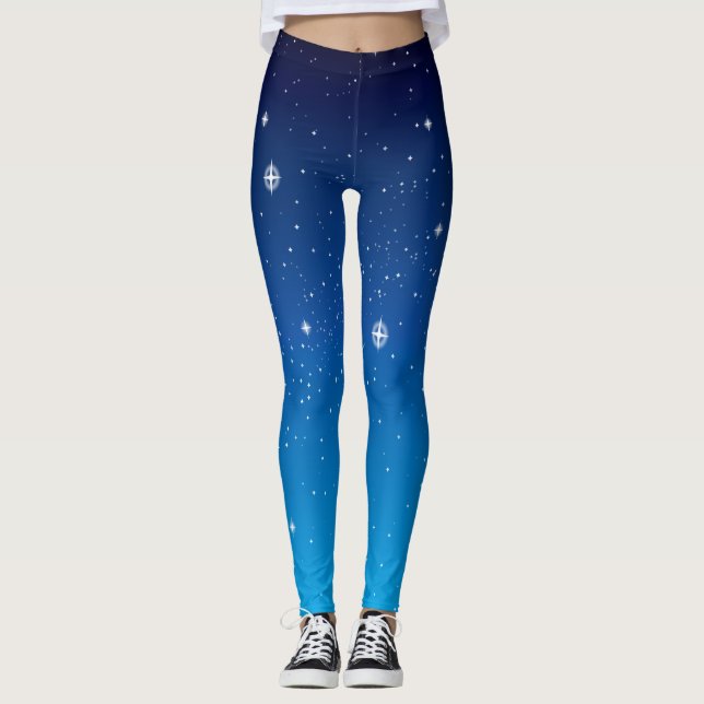 Leggings Ciel nocturne étoilé bleu profond (Devant)