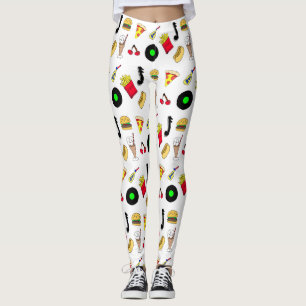 Leggings Cinquante graphismes avec Milkshakes, Hot dogs Ret