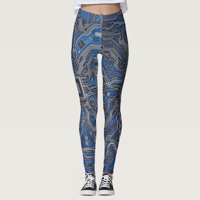 Leggings Circuit électronique de schéma de carte mère détai (Devant)