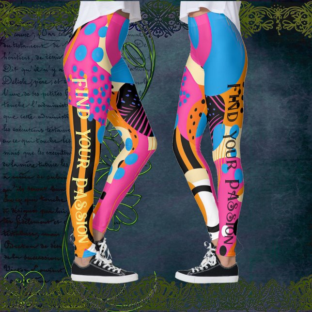 Leggings Citation de couleurs vives pour Motif Abstrait Pop (Pop Art Abstract Pattern Vibrant Colors Quote Leggings)