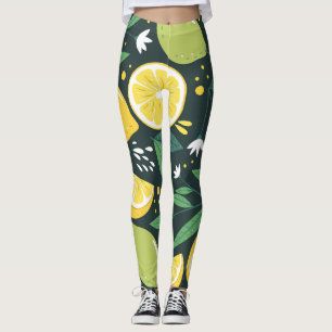 Leggings Citron Abstrait : Art Moderne Sans Seamless.