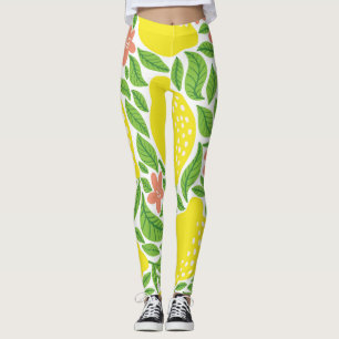 Leggings Citron Citrus Motif Vintage d'été