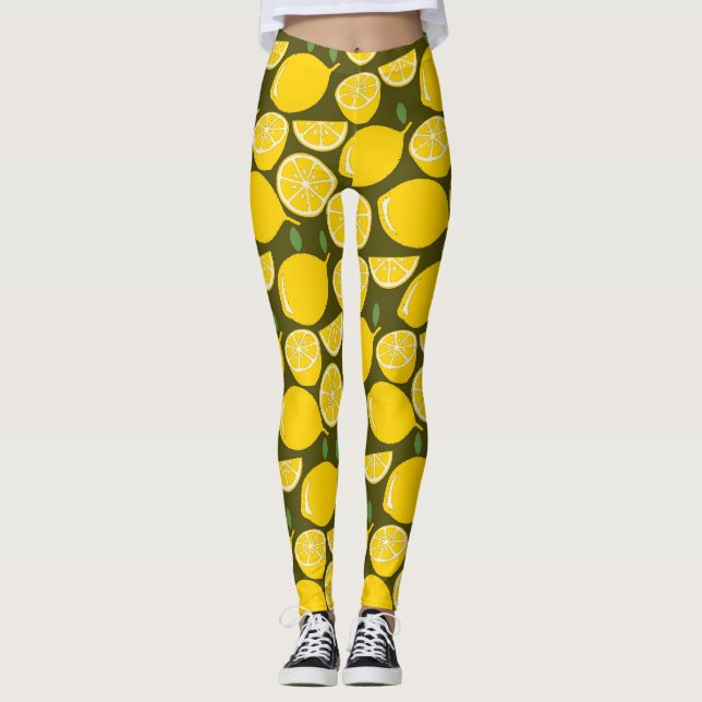 Leggings Citron Jaune Moderne Amusant mignon (Devant)