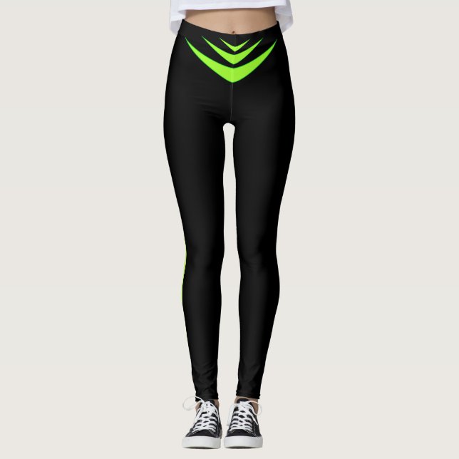 Leggings Citron vert triple Boomerang sur noir (Devant)
