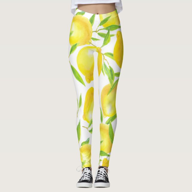 Leggings Citrons et motif feuille (Devant)