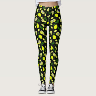 Leggings Citrons Feuilles Motif d'été moderne