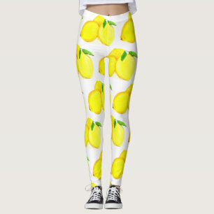 Leggings Citrons Fruits Jaunes Motif Aquarelle Citrus