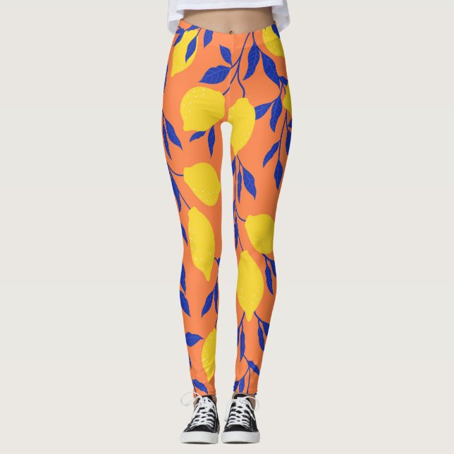 Leggings Citrons stylisés Vintage Motif tropical (Devant)