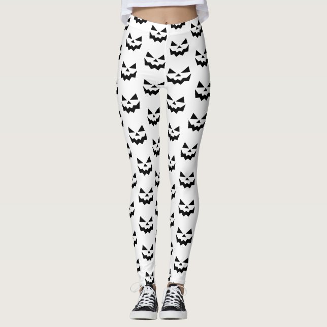 Leggings Citrouille classique Jack-o-lanterne visage noir & (Devant)