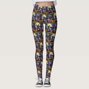 Leggings Citrouille de Bulldogs de France noire Halloween d