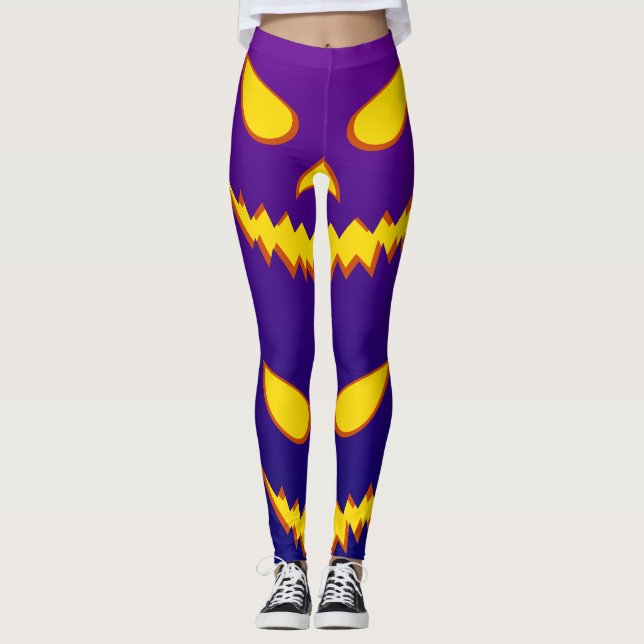 Leggings Citrouille de Jack o Lantern visage grimaçant Hall (Devant)