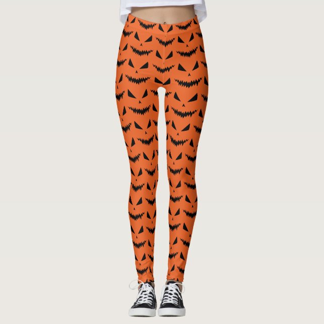 Leggings Citrouille d'Halloween effrayante Jack OLantern vi (Devant)