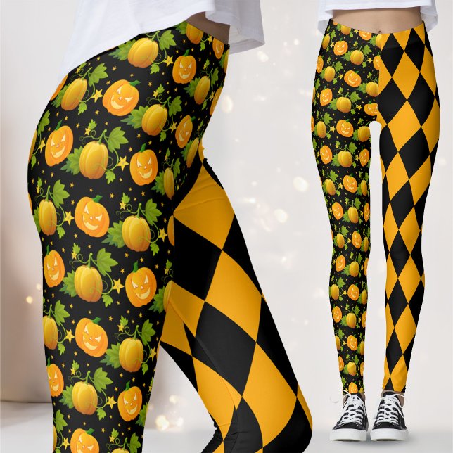 Leggings citrouille d'Halloween jack o lantern bouffon (Créateur téléchargé)