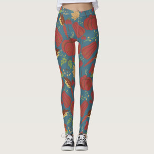 Leggings Citrouille et carotte sans couture motif rouge et 