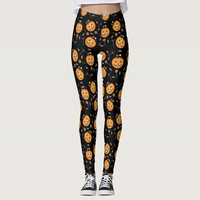 Leggings Citrouille Halloween Candy Lollipop (Devant)