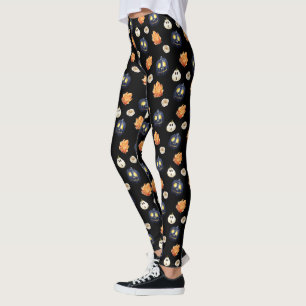 Leggings Citrouille sculptée Cristaux orange Roses Hallowee