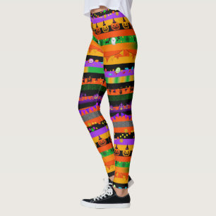 Leggings Citrouilles, chauves-souris et fête d'Halloween