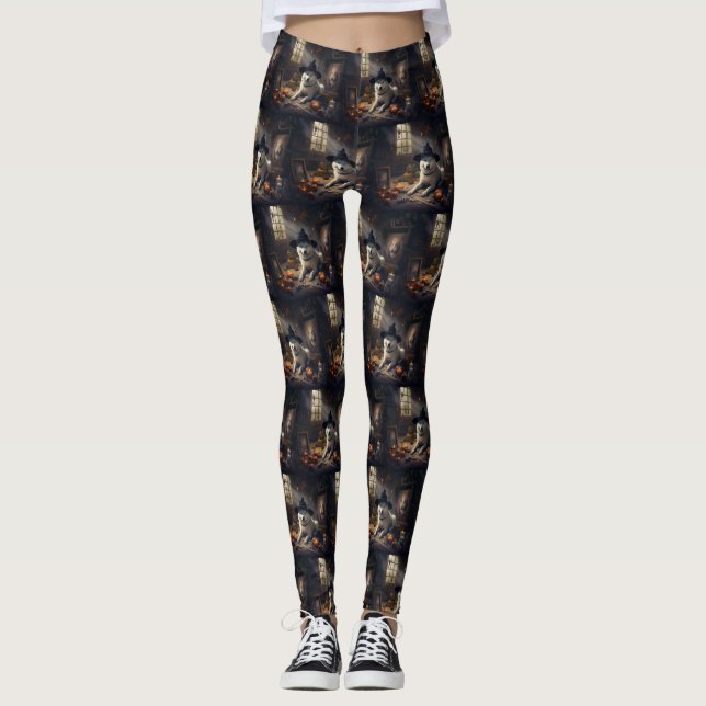 Leggings Citrouilles d'Akita Halloween Épouvantables (Devant)