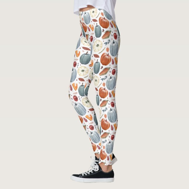 Leggings Citrouilles d'automne et feuilles d'automne Motif (Gauche)