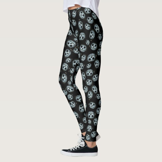 Leggings Citrouilles déplaisants blancs Halloween (Gauche)