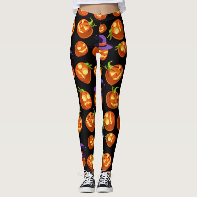 Leggings Citrouilles d'Halloween effrayants (Devant)