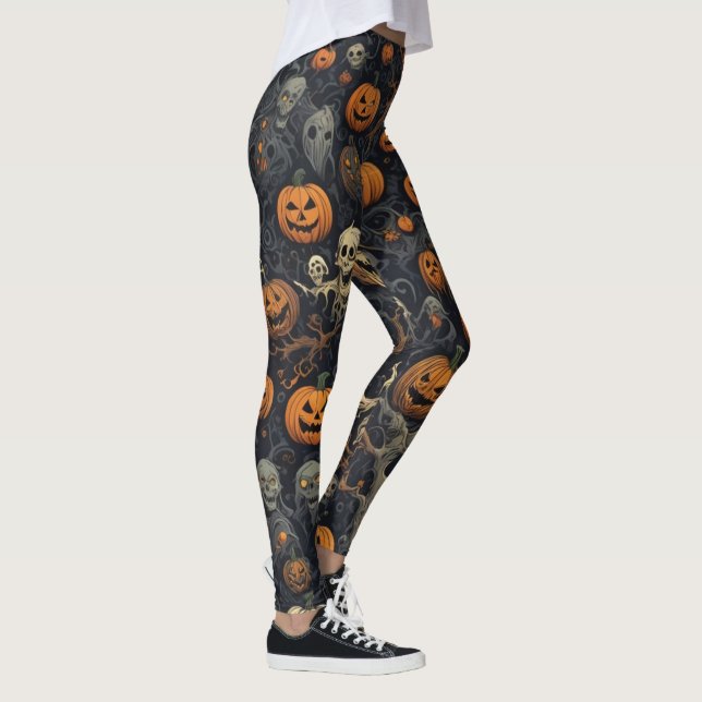 Leggings Citrouilles éffrayants et design des fantômes effr (Droite)