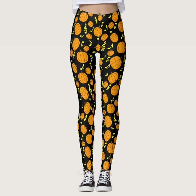 Leggings Citrouilles et notes de musique (Devant)