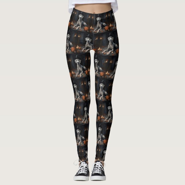 Leggings Citrouilles Great Dane Halloween Épouvantable Flip (Devant)