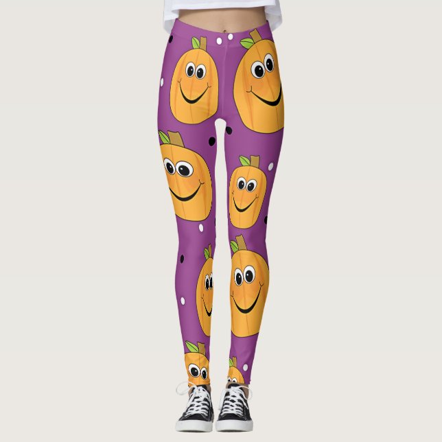 Leggings Citrouilles joyeuses d'Halloween (Devant)