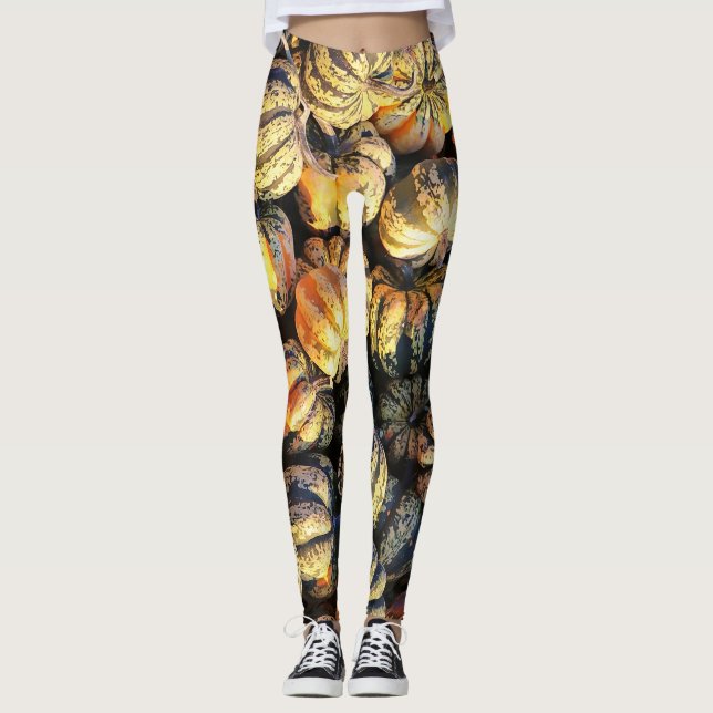 Leggings Citrouilles rayées en grappe  (Devant)