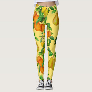Leggings Citrus, poire, cerise : aquarelle.