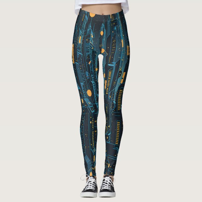 Leggings Cityscape Cyberpunk (Devant)