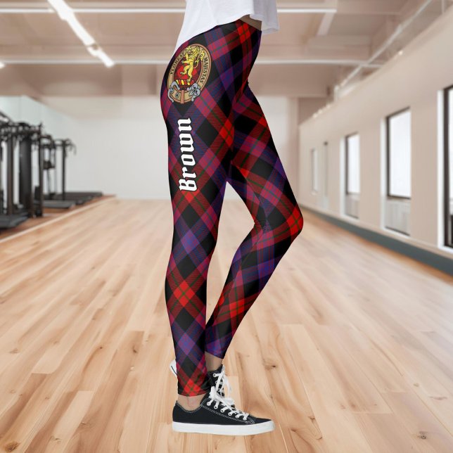 Leggings Clan Brown Crest sur Tartan (Créateur téléchargé)