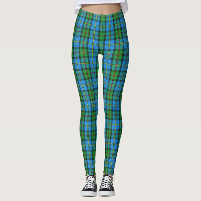 Leggings Clan écossais tartan bleu et vert de MacLeod (Devant)