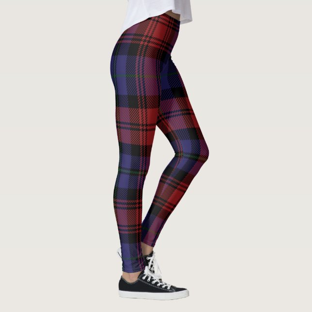Leggings Clan MacLachlan Plaid Tartan rouge violet chèque (Droite)