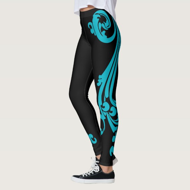 Leggings Classe Socialite Aqua Blue Flouring (Gauche)