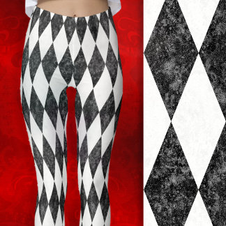 Leggings Classic Black White-Ice Harlequin Diamond Argyle