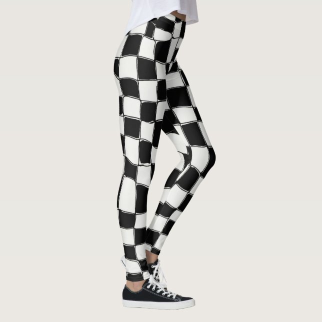 Leggings "Classic Contrast : Black & White Carré Design" (Droite)
