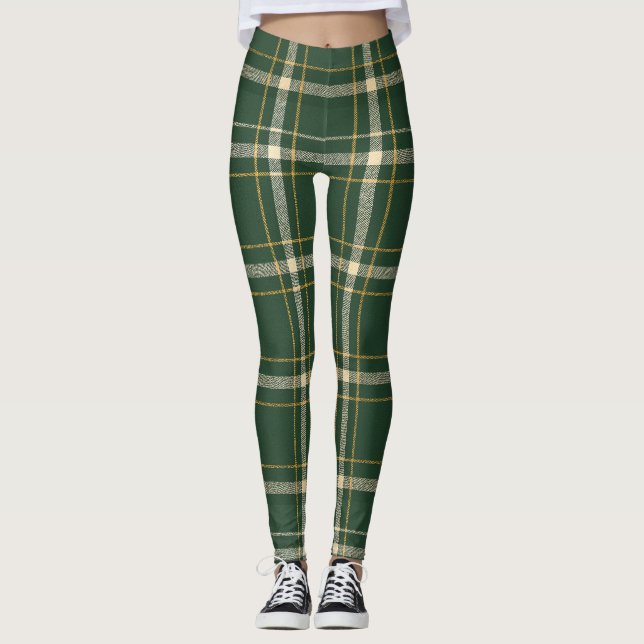 Leggings Classic Green Plaid Christmas (Devant)