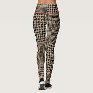 Leggings Classic Houndstooth Black Taupe Hot Pink Check