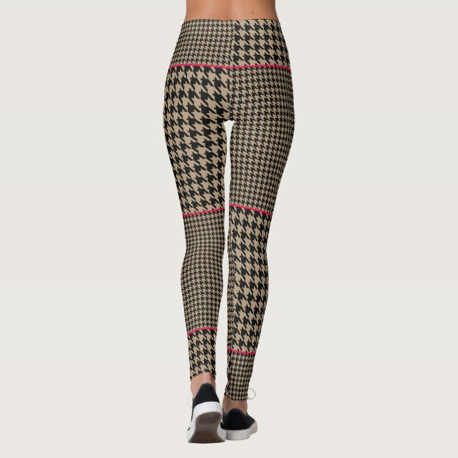 Leggings Classic Houndstooth Black Taupe Hot Pink Check (Dos)