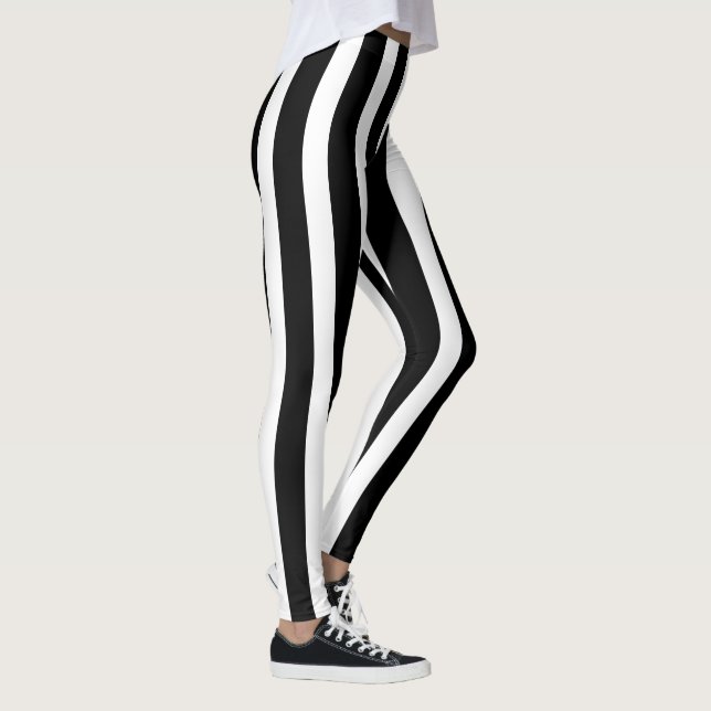 Leggings Classic noir et blanc rayé élégant (Droite)