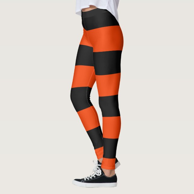 Leggings Classic Orange et Noir Large bandes (Gauche)
